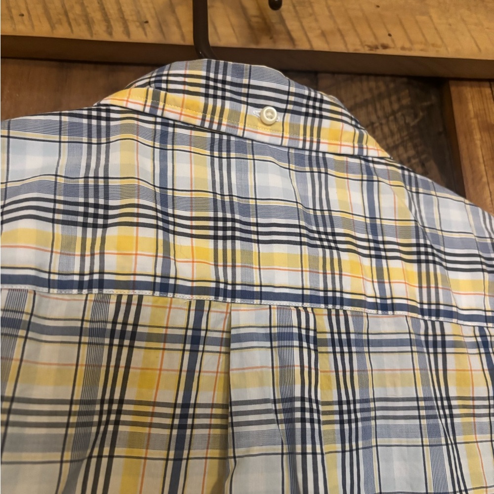 Brooks Brothers Yellow and Blue Checkered Men's Shirt - size Medium - Picture 6 of 8